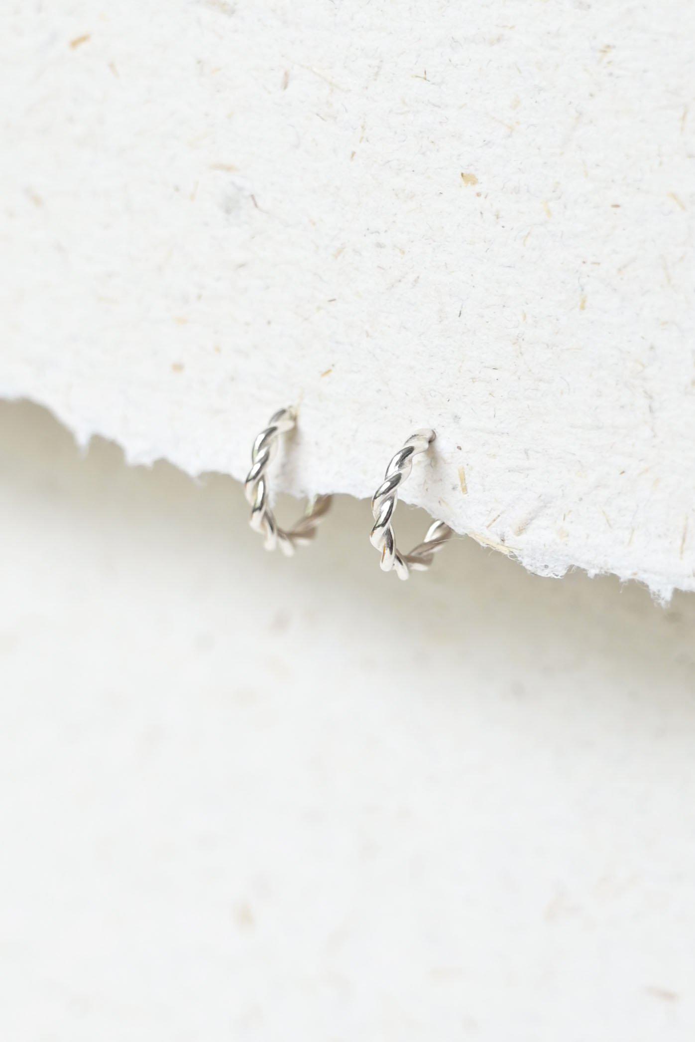 Silver Mini Twisted Hoop Earrings