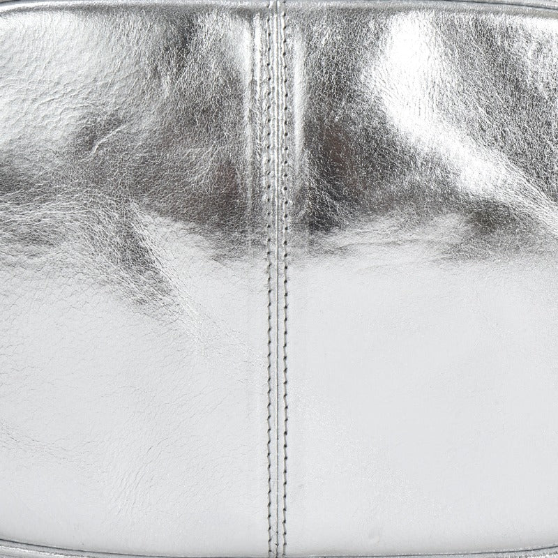 Silver Convertible Leather Cross Body Camera Bag