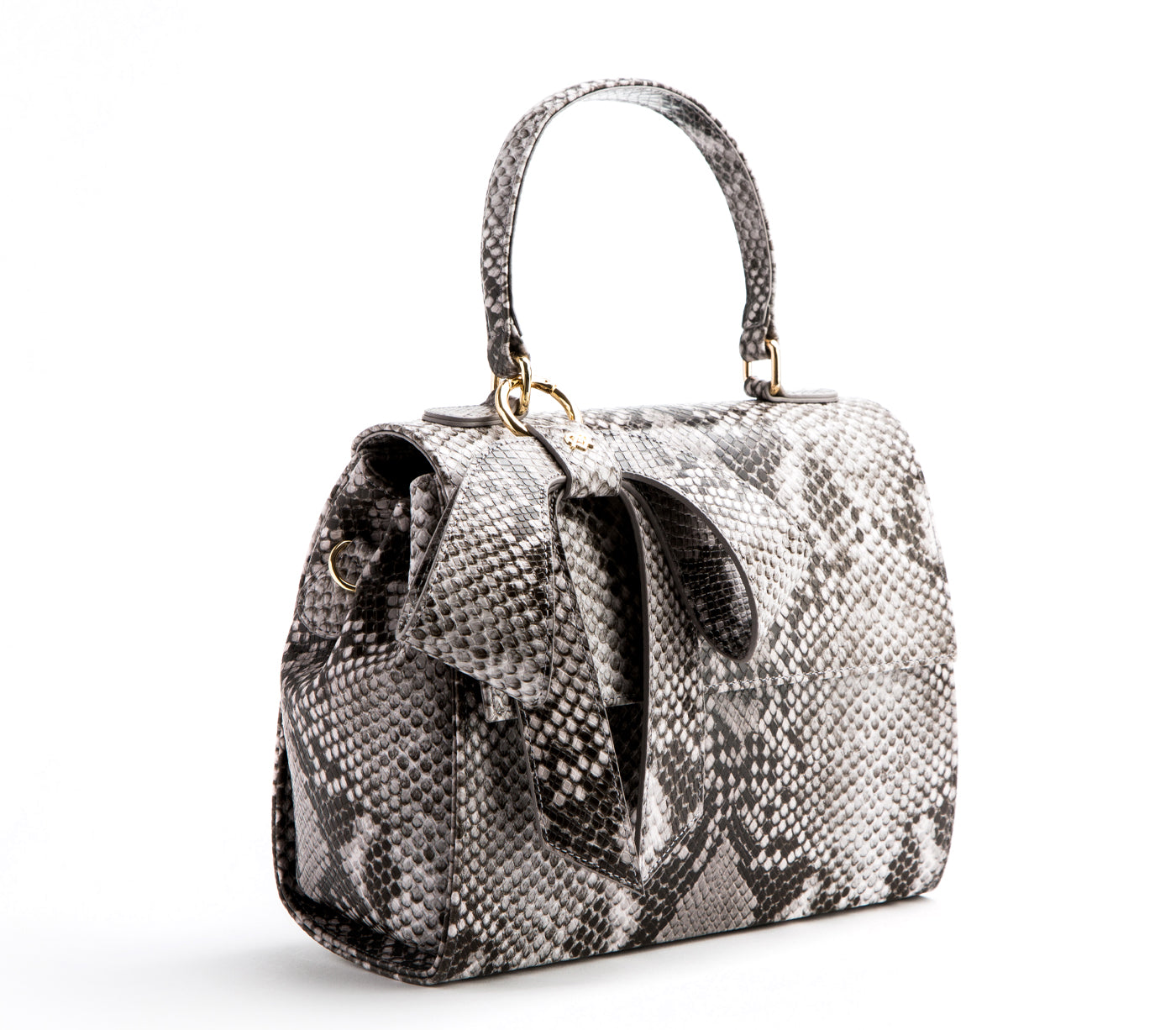 Cottontail - Black & White Snake Texture Vegan Leather Bag