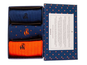 Orange and Blue Sock Box - 3 Pairs of Bamboo Socks (His)