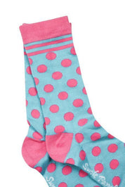 Blue and Pink Polka Dot Bamboo Socks