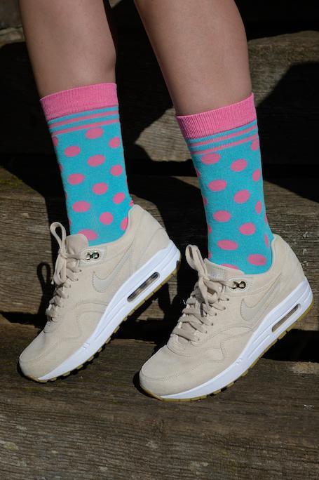 Blue and Pink Polka Dot Bamboo Socks