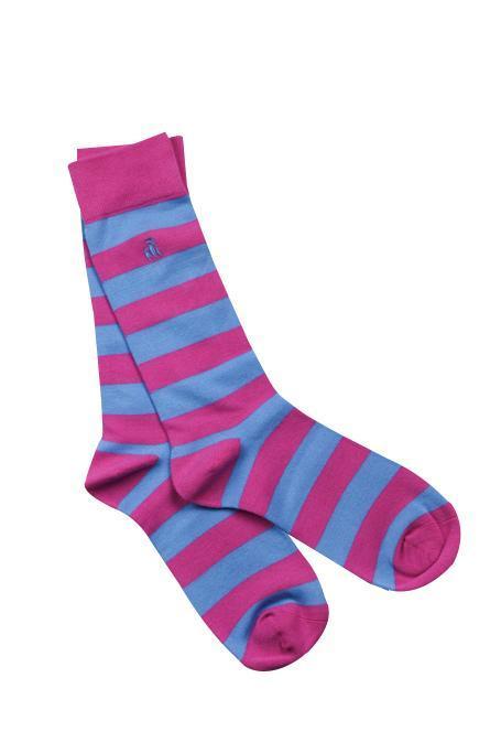 Pink and Blue Striped Bamboo Socks