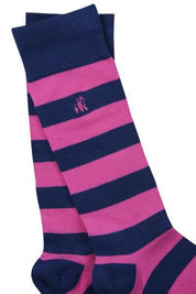 Swole Panda Socks Rich Pink Striped Bamboo Socks