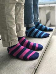 Swole Panda Socks Rich Pink Striped Bamboo Socks