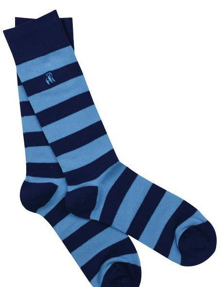  EU 40-47) Sky Blue Striped Bamboo Socks