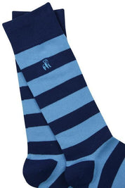 Swole Panda Socks UK 7-11 (US 8-12 / EU 40-47) Sky Blue Striped Bamboo Socks