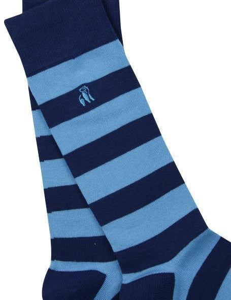  EU 40-47) Sky Blue Striped Bamboo Socks