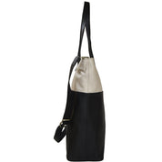 Ivory And Black Two Tone Leather Tote