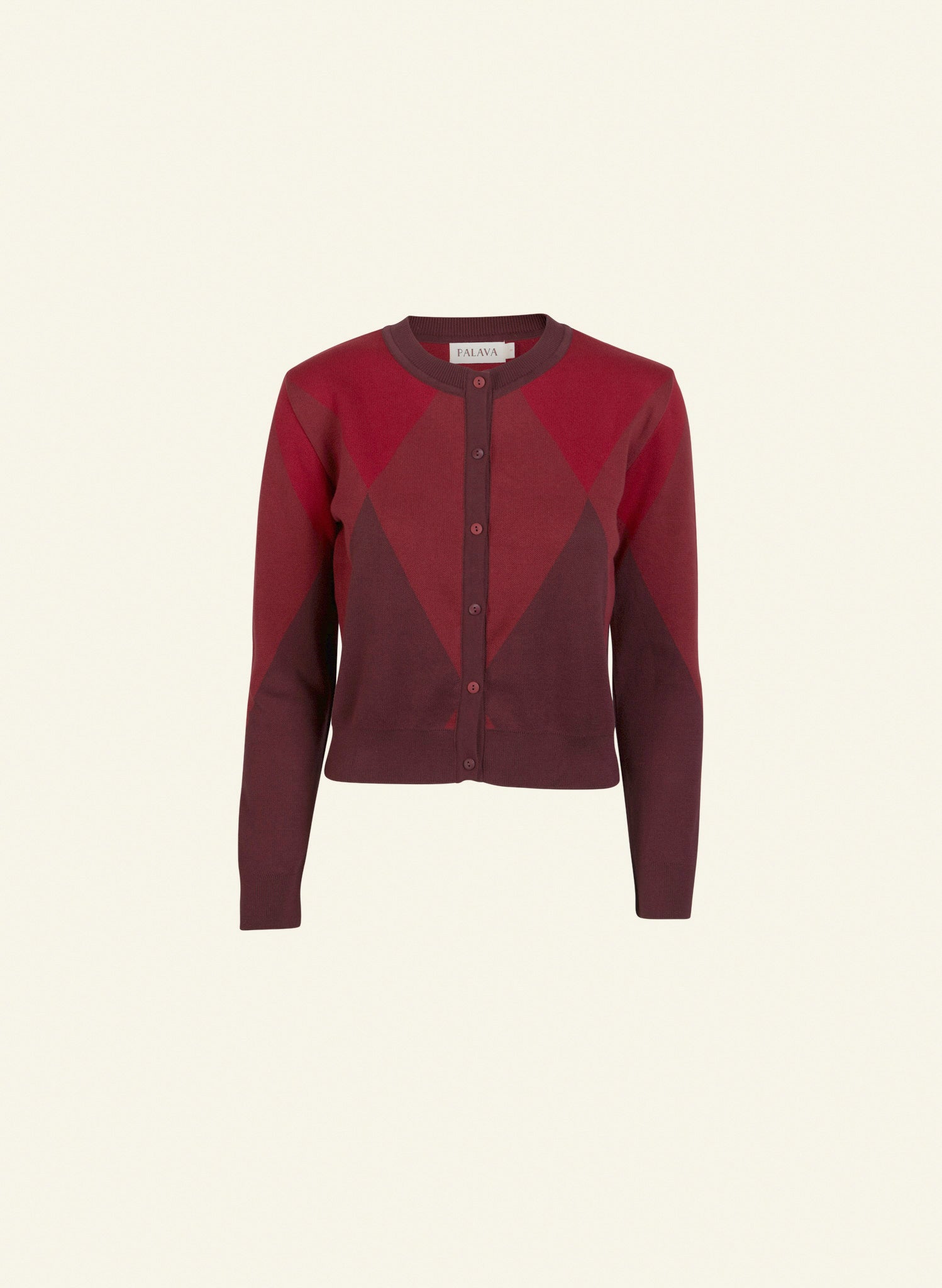 Vera - Red Garnet Jacquard Cardigan - Full Length Sleeve