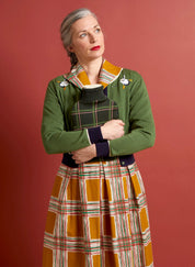 Vera - Green and Navy Puffin Cardigan - Full Length Sleeve